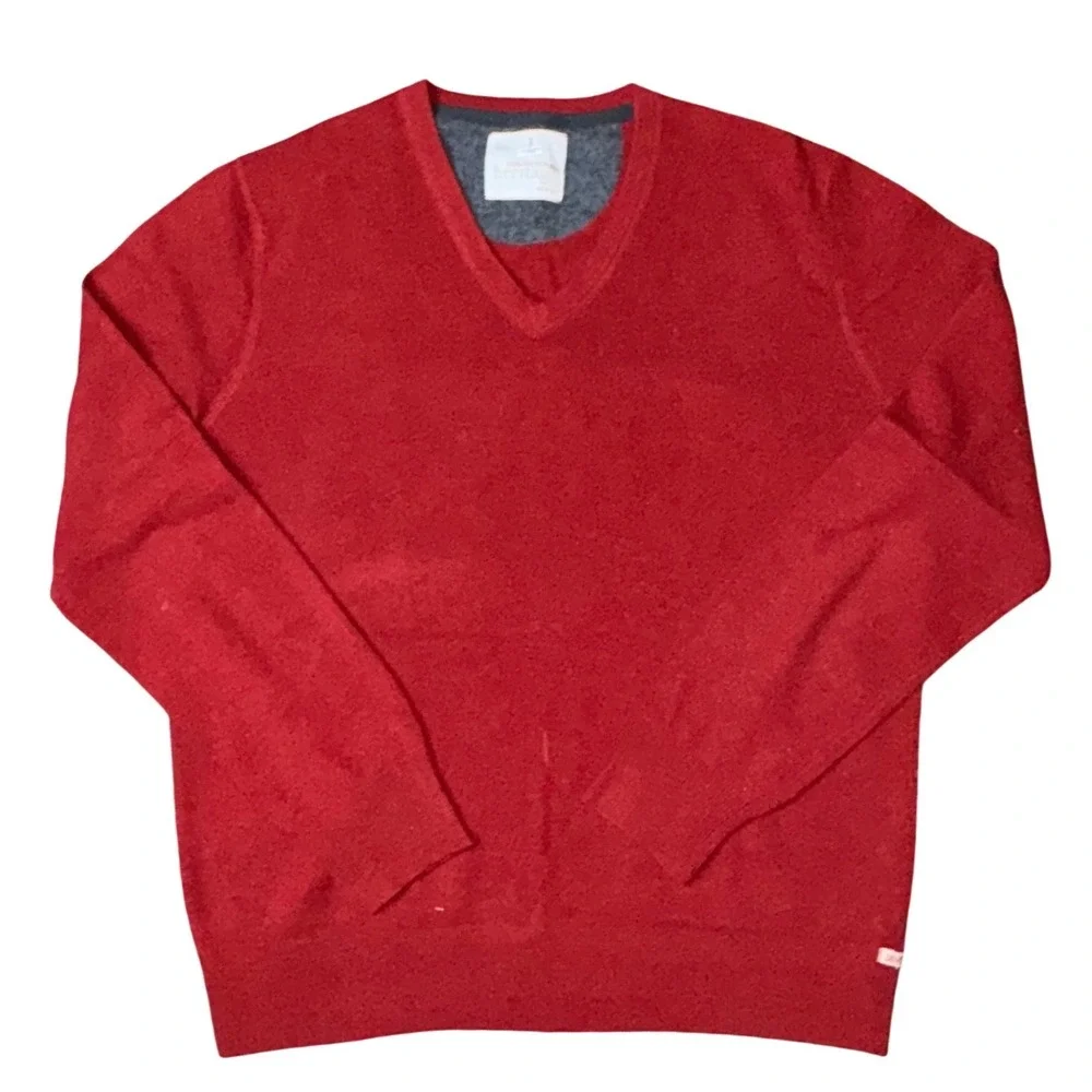 Banana Republic‎ Heritage Red Wool V Neck Long Sleeve Sweater Men's Size L